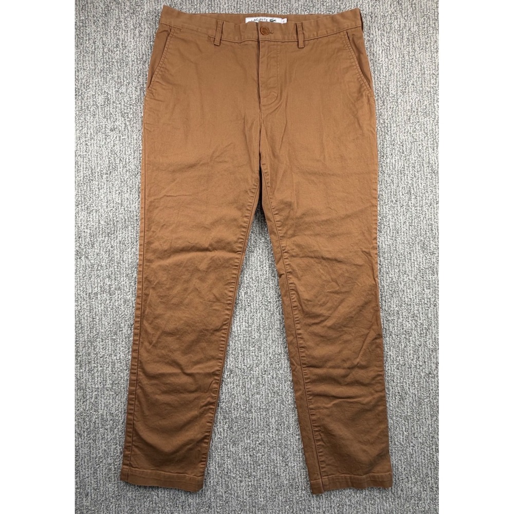 Lacoste Chino Pants Mens 36 Brown Slim Fit Cotton Blend HH3463